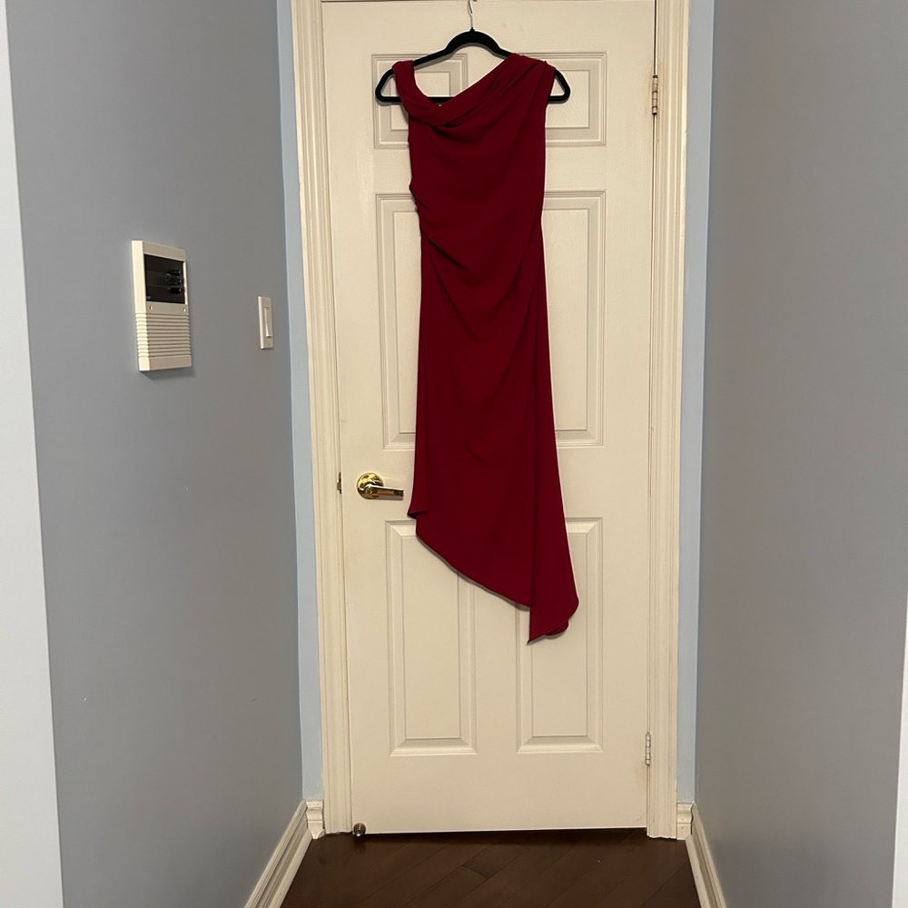Mango Asymmetrical Pleated Dress Red Size M - Picture 4 of 9